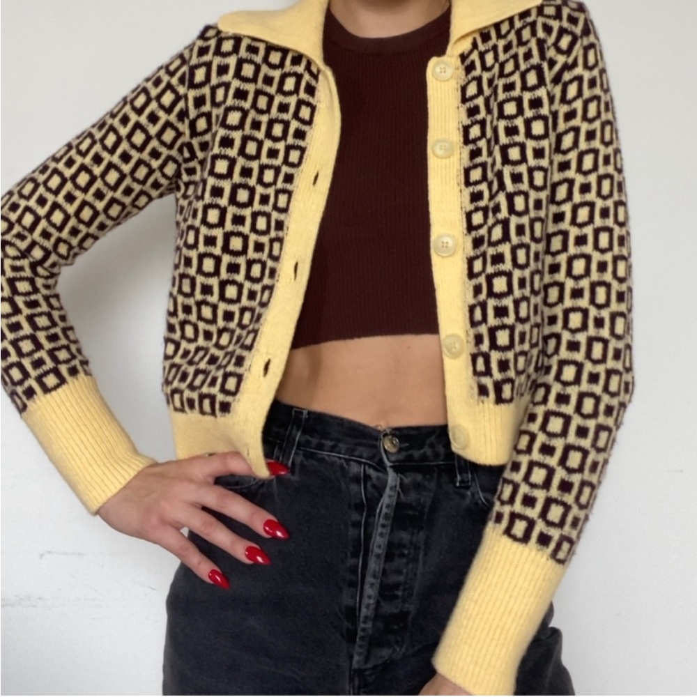 Zara yellow and brown Cardigan size S
